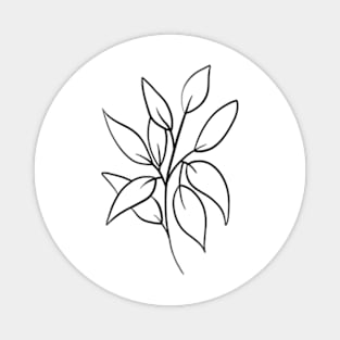 Leaves minimal line art Magnet